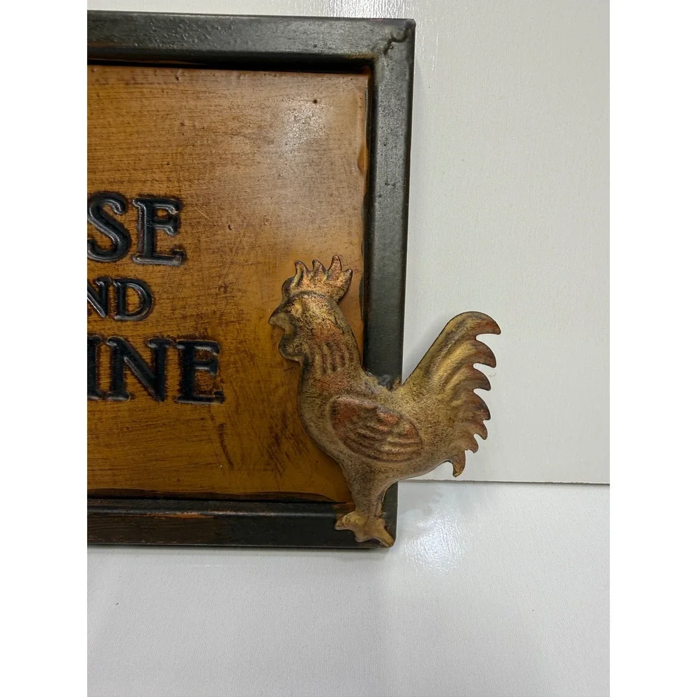 Rise and Shine Metal Wall Sign Rustic Farmhouse Rooster Sun Decor 12in